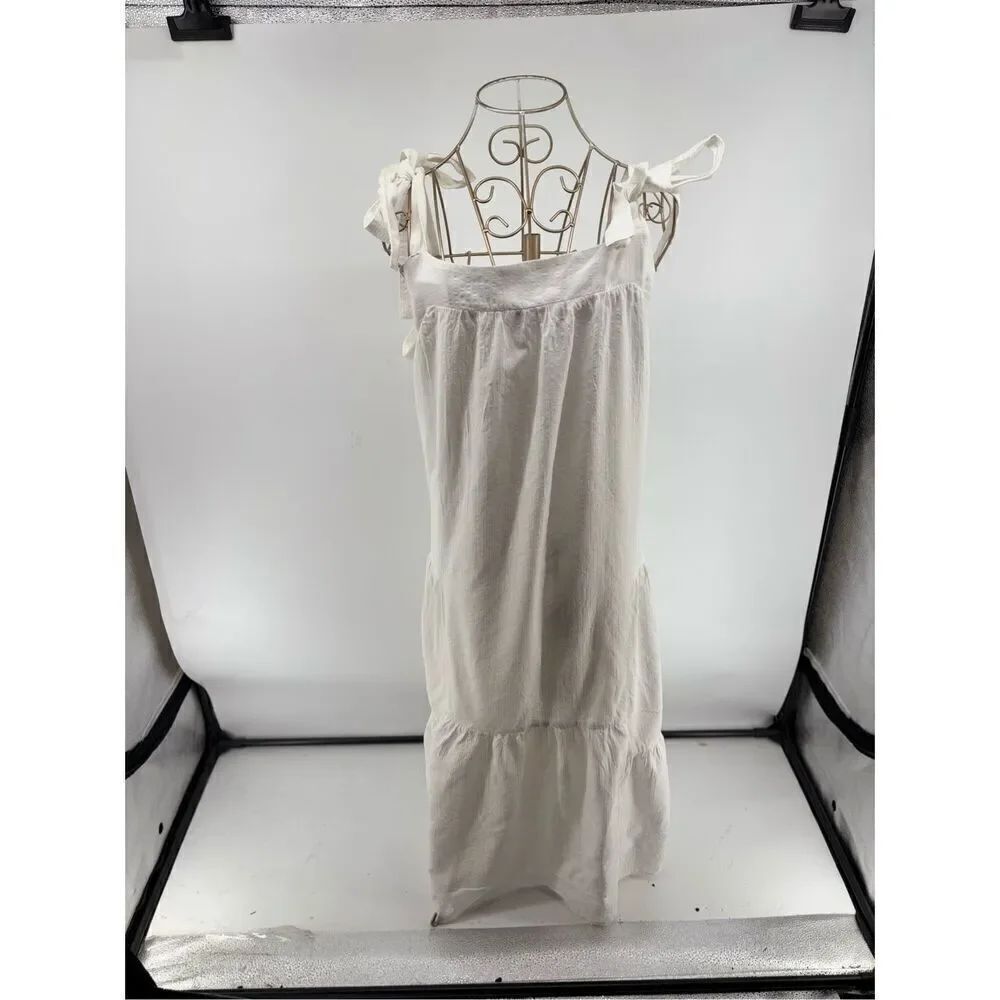 Haute Hippie Style White Bow Tie Strap Long Dress Boho Women’s XL